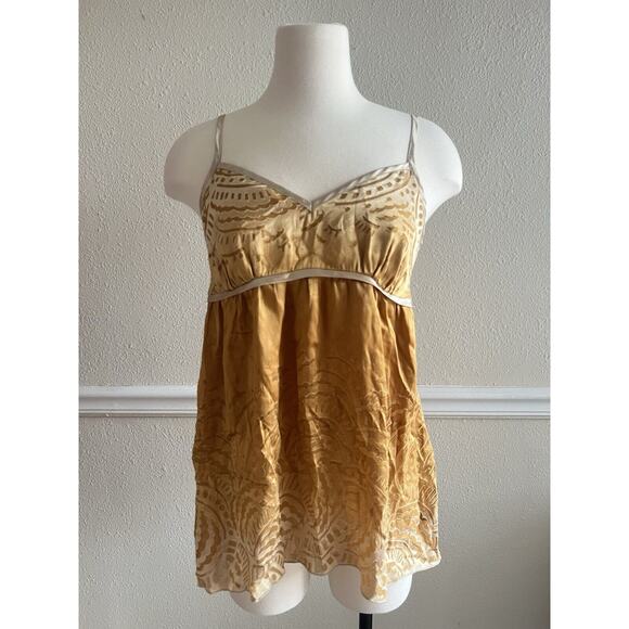 The Limited Gold Mustard Semi-sheer Y2K Tank Babydoll Fairy silk Blend Sz.‎ M - Picture 1 of 7